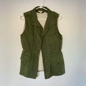 J.Crew Olive Sherpa Vest w/ Removable Lining Army Green XS